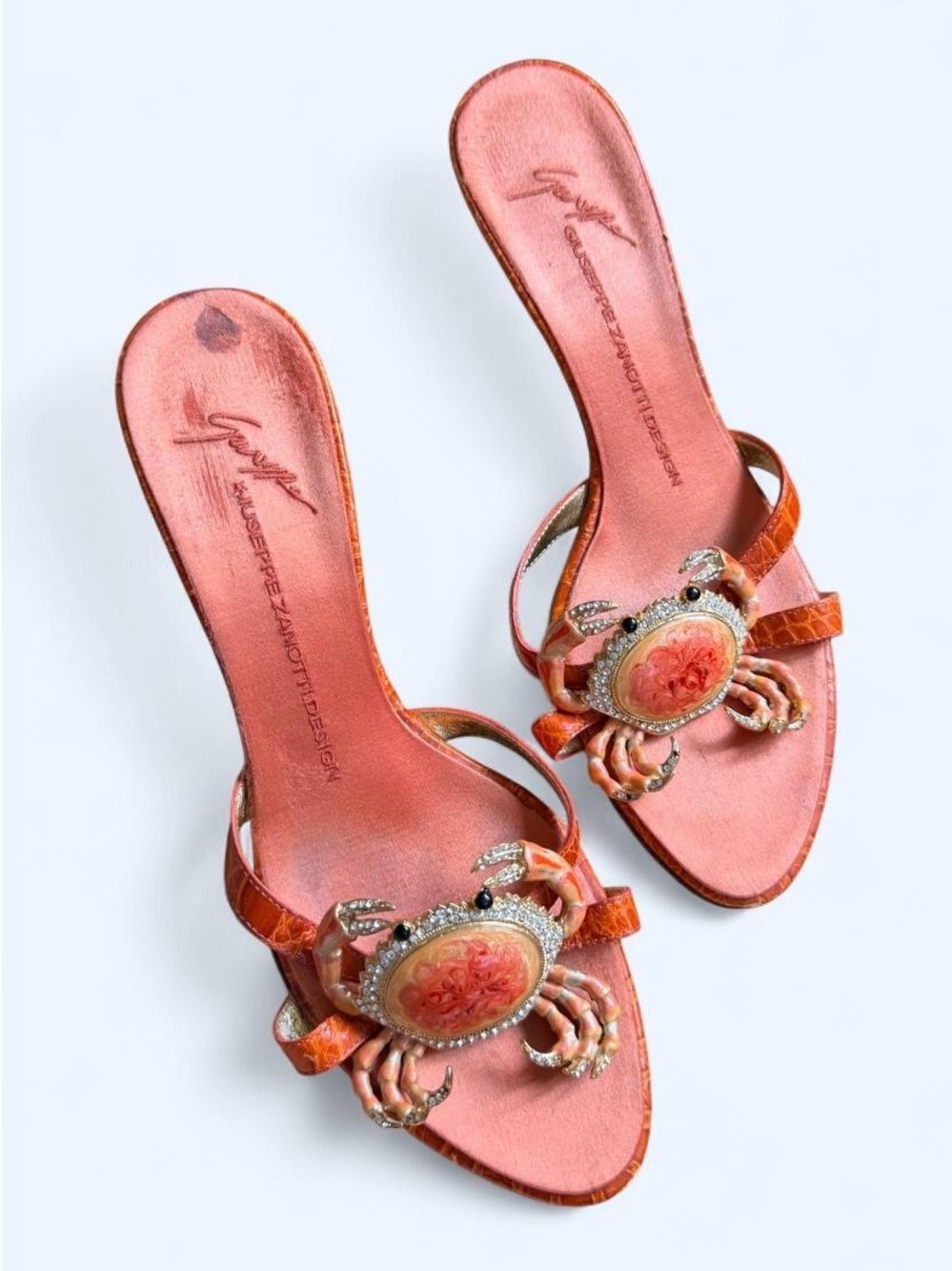 Giuseppe Zanotti Embellished Crab Cancer Kitten Heel Sandals Vintage Archival 38 - Picture 14 of 15